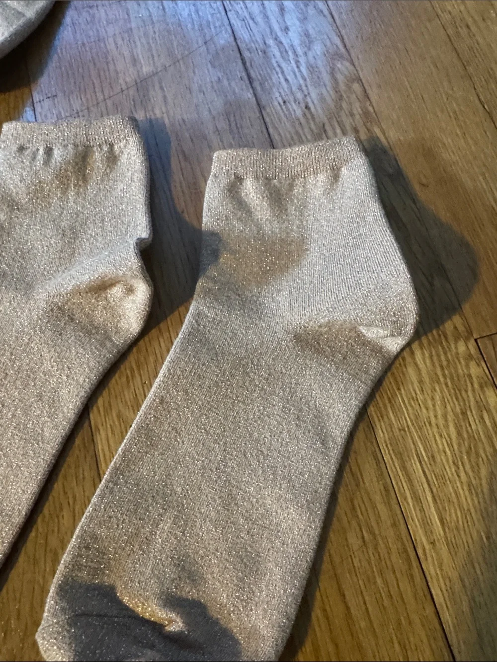 🐷 Lot of 4 Gold Metallic Ankle Socks